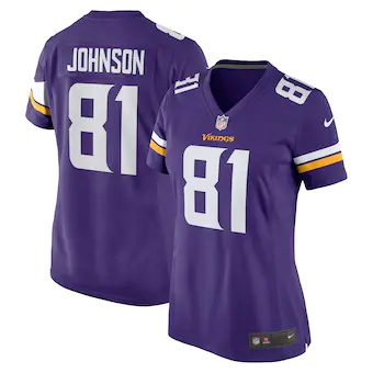 womens nike bisi johnson purple minnesota vikings game jers